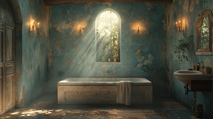 Sunlit Serenity: A Rustic Bathroom Oasis