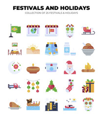 Festivals and Holidays. A Collection of 25 Festive Icons