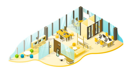 Modern Isometric Office Layout with Smart Zones and Natural Touch