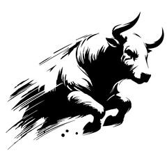 Obraz premium Silhouette of a bull charging