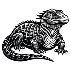 Cartoon vector illustration of a wild reptile lizard silhouette