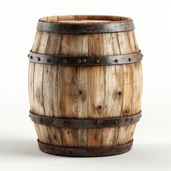 Obraz premium Rustic wooden barrel container for wine whiskey beer storage and decoration