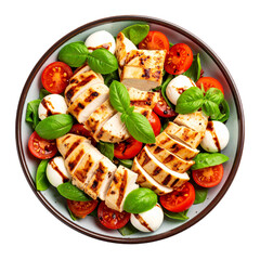 Delicious Caprese Chicken Salad Served on Ceramic Dish