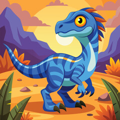 Green cartoon Tyrannosaurus Rex vector illustration with a cute, funny smile