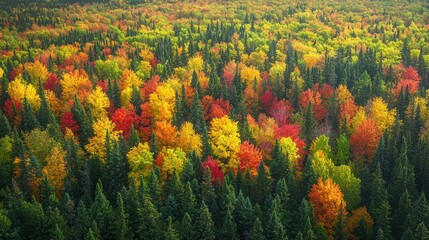 Aerial View of Breathtaking Autumn Forest