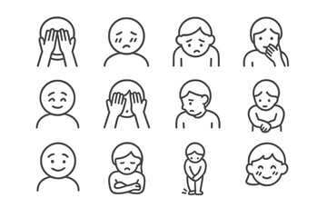 Illustrated emotions chart featuring diverse facial expressions
