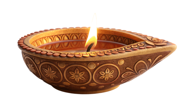diwali diya candles isolated on transparent background