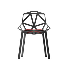 Modern Black Geometric Dining Chair Front View Isolated