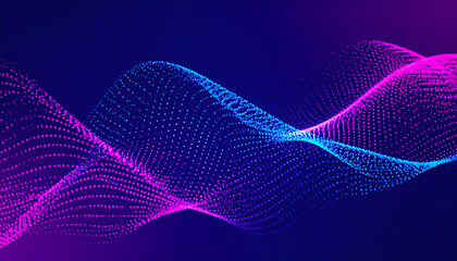 Abstract Wave with Purple Blue Dots.