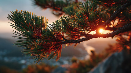 Pine Branch at Sunset
