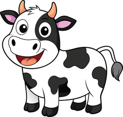 Funny isolated cartoon cow vector illustration