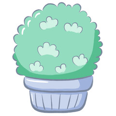 pot illustration with cute decorations in flat colorful style for garden and kitchen design