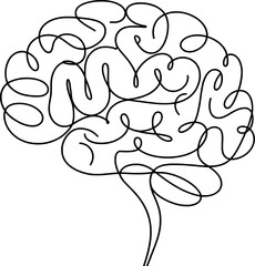 Obraz premium Abstract continuous line drawing of a human brain mind thought