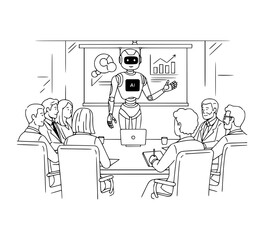 AI Robot Presenting in Boardroom