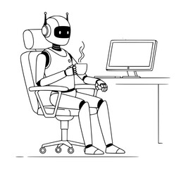 Office AI Robot on Coffee Break