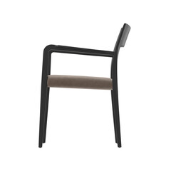 Modern Black Wooden Dining Armchair Side View Isolated