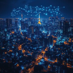 Tokyo Nightscape: A Digital Constellation Above the City