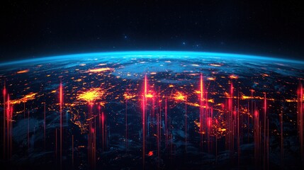 Fototapeta premium Global Network: A Digital Earth