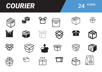 Courier Icons: A comprehensive collection of courier-related icons in a simple style, ideal for design projects and visualizing delivery themes. 