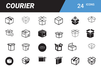 Courier Icons: A collection of 24 meticulously crafted courier icons, perfect for all your delivery and logistics needs. Each icon is crisp and modern, ideal for use in websites, apps.