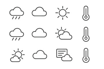 Set minimal icon symbol prompt collection icons outline weather vector contour stroke