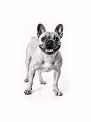 Obraz premium a black and white photograph of a French Bulldog