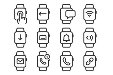 Grid stroke smartwatch collection symbol contour set icon outline line prompt vector