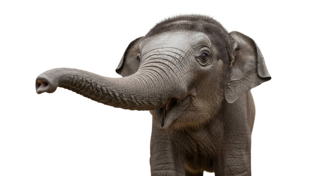 Close-up of a young elephant's head and trunk.