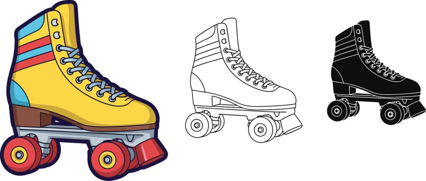 Roller skates clip art vector graphics for skating rink design and retro roller skating party invitations vector