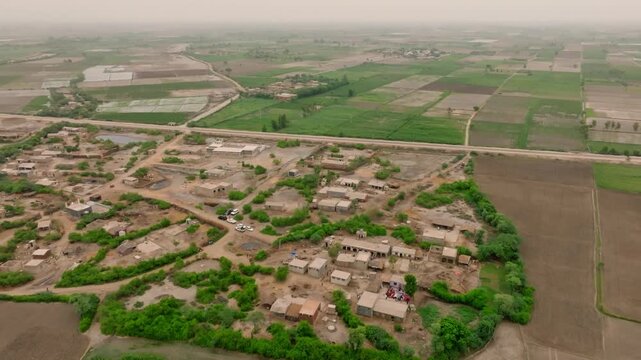 Aerial view of a isloated village in Sindh, Pkaistan.