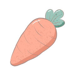 carrot cartoon drawing with decorations in flat cute hand drawn style