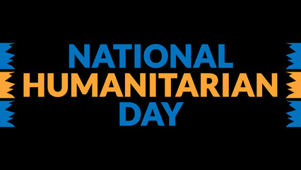 Obraz premium World Humanitarian Day text with side lines on a black background. Which is observed every year in August to celebrate World Humanitarian Day.