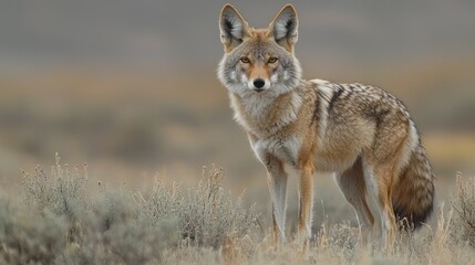 Majestic Coyote in Wild Habitat: A Stunning Portrait of North American Wildlife