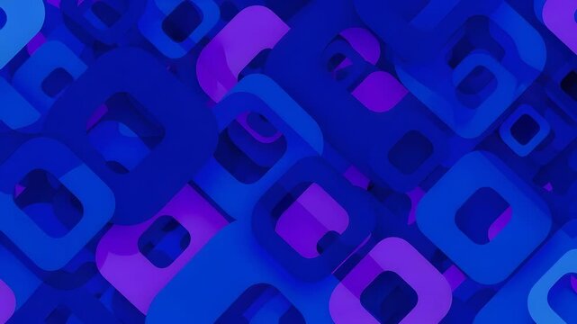 Abstract Background with Layered Blue and Purple Rounded Cubes Geometric Squares