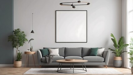Mockup frame empty, poster in home living room design, element mockup interior