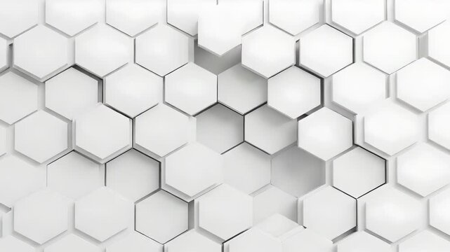 Abstract Layered White Hexagons Geometric Pattern Background Texture 3D Honeycomb Structure