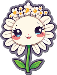Cute Kawaii Daisy Flower Character White Design