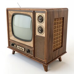 Vintage Wooden TV 3D Render, Retro Design, Mid-Century Concept, Analog Television Retro TV, 3D Render