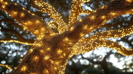 Enchanted Tree: A Magical Display of Twinkling Lights
