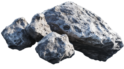 Detailed Close-Up of Irregularly Shaped Asteroids with Textured Surface in Outer Space