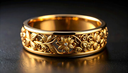 Gold Floral Wedding Ring.