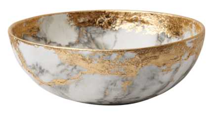 A coated canvas serving bowl with metallic inlay accents, white background --ar 16:9