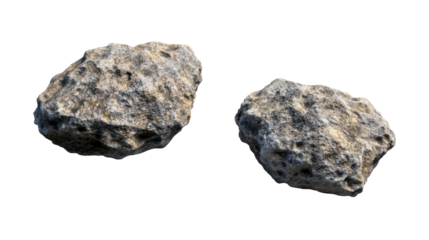 Natural Granite Rocks with Unique Textures and Irregular Shapes Isolated on Transparent Background