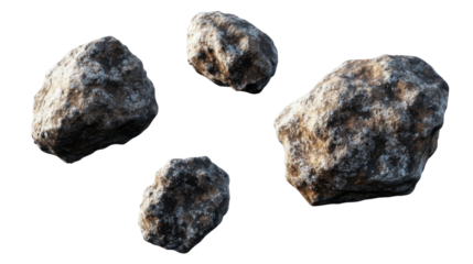 Realistic Textured Asteroids Floating in Space with Irregular Shapes and Natural Surface Details