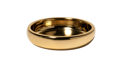 A polished brass ring dish in contemporary minimal style, white background --ar 16:9