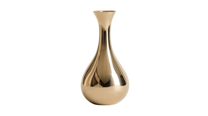 A polished brass vase crafted with eco-conscious design, white background --ar 16:9