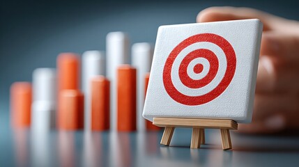 Business strategy and planning concept, hand holding a target board representing goals, future objectives, sustainable financial growth, and success roadmap
