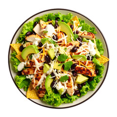 salad with chicken grill isolated on transparent background