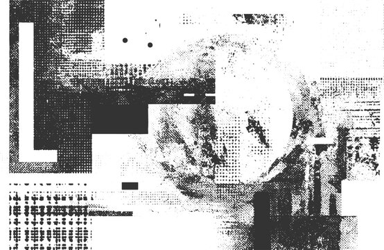 Abstract monochrome composition with geometric shapes and textured patterns vector