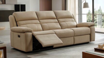 Beige recliner sofa in modern living room